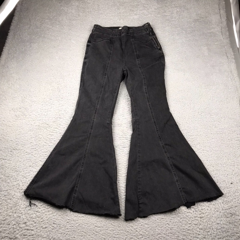 We The Free People Flare Jeans Womens‎ 27 (27x27) Black High Rise Seam Front